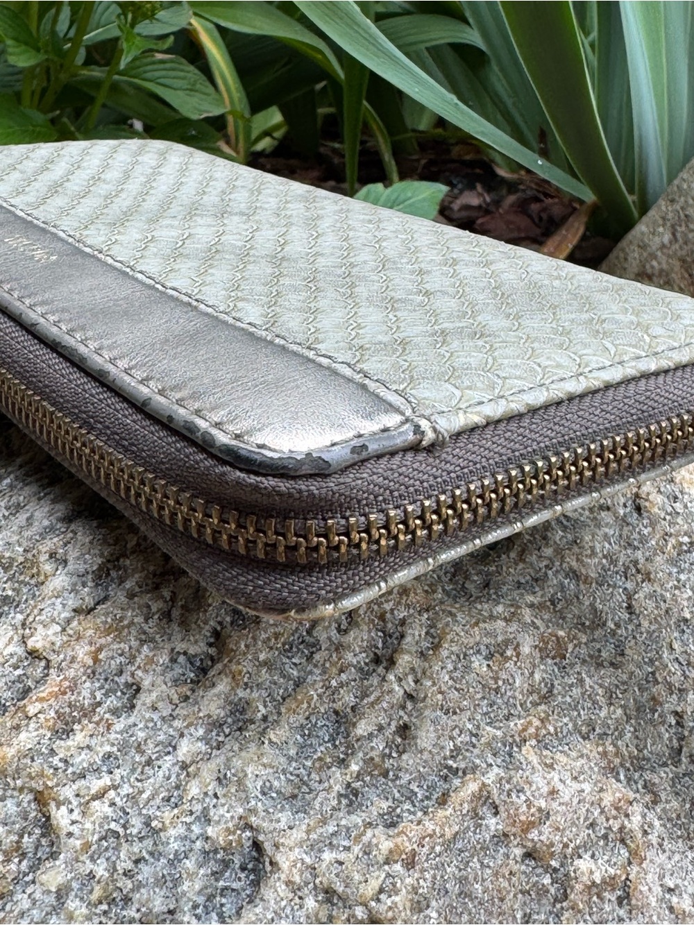 Fossil Metallic Silver Zip-Around Wallet - Picture 7 of 7